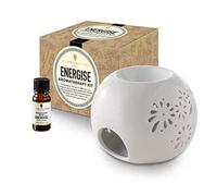 Amphora Aromatics Energise Aromatherapy Kit - with Style1 traditional burner