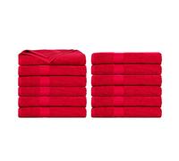 Ample Decor Hand Towel Set of 12, 46 CM X 72 CM 600 GSM 100% Cotton - Quick Drying Super Absorbent - For Hotel, Spa, Bathroom, Gym - Red