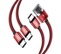 AMPLE Fast Charger Cable For Honor Magic8 / Honor Magic 8 Pro [2 Pack, 3FT] [USB C to USB C Cable + USB-A to Type C] 3.1A Nylon Braided Phone Charger Cable (RED)