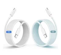 AMPLE For [2 PACK] UMIDIGI G5 G5A G3 A15C G9 G6 C1 MAX GT2 G3 PLUS G3 MAX A15 A15T Charger cable Nylon Braided 1M (60W) USB C Charger Lead Fast Charging USB C Cable (WHITE + BLUE)