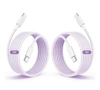 AMPLE For [2 PACK] UMIDIGI G5 G5A G3 A15C G9 G6 C1 MAX GT2 G3 PLUS G3 MAX A15 A15T Charger cable Nylon Braided 1M (60W) USB C Charger Lead Fast Charging USB C Cable (PURPLE)