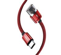 AMPLE For Blackview COLOR 6/BV6200 PLUS/BL7000/BV5300 PRO/BV4800 SE/WAVE 8/Shark 8/BL5000/ BL9000 /Color 8/A95/BV8800 Charger Cable, 1M Nylon double Braided USB C Fast Charging Cable (RED)