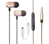 AMPLE For Google Pixel 9A 9 9 Pro XL 9 Pro Fold 8 8 Pro/Pixel 8A 7A 6A 7 7 Pro Earphone - Wired Bass Stereo In-ear Headphone With 3.5mm Jack & in-line Volume Control Headset Earbuds (GOLD)