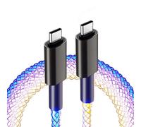 AMPLE For HONOR MagicPad2 / Pad X9a / Pad 9 / Pad X9 / Pad 8 / Pad X8 / Pad X8a Charger Cable, 60W Led Light Up Glowing USB C to USB C Cable, Aluminum Shell Fast Charging Wire RGB Colorful Light