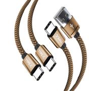 AMPLE For Motorola Moto G85 G55 G45 G35 G22 Fast Charging Cable 1M Nylon Braided USB A to USB C + USB C to USB C Charger Lead Durable for G82 E15 E32 E40 E30 E20 G31 G41 G51 G71 5G G60s (GOLD)