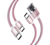 AMPLE For Motorola Moto G85 G55 G45 G35 G22 Fast Charging Cable 1M Nylon Braided USB A to USB C + USB C to USB C Charger Lead Durable for G82 E15 E32 E40 E30 E20 G31 G41 G51 G71 5G G60s (ROSE GOLD)