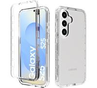 AMPLE Galaxy S25 Case, Ultra Thin 360 Case [Full Protection] [no dots] [double silicon] [Slim TPU] [Front and Back] [Transparent] Cover For Samsung S25 5G (CLEAR)