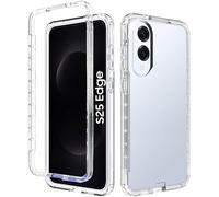 AMPLE Galaxy S25 EDGE Case, Ultra Thin 360 Case [Full Protection] [no dots] [double silicon] [Slim TPU] [Front and Back] [Transparent] Cover For Samsung S25 EDGE (CLEAR)