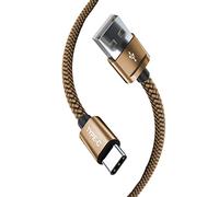 AMPLE Moto G85 G55 G15 G05 G45 G35 G22 Nylon double Braided USB C Charger Lead Fast Charging Cable 1M High Durability for Motorola Moto G82 G22 E15 E32 E40 E30 E20 / G31 G41 G51 G71 5G G60s (GOLD)