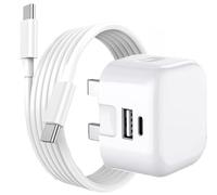 AMPLE USB C Charger Plug, 20W Dual Ports USB A + USB C PD Wall Charger For Motorola Moto G14 G54 G84 E22 G22 / Moto G13 G23 G53 G73 E30 E40 E20 / Moto E14 E13 E32 G52 G82 Charger with Cable (WHITE)