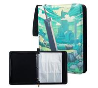 Ampleer MTG FF 9 Pocket Trading Card Binder, PU Leather Storage Zip Album with 900 Slots Clear Page Sleeves for TCG Baseball Sport Cards Display Collection