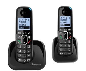 Amplicomms BigTel 1502 Cordless Big Button Phone for Elderly with Additional Handset - Loud Phones for Hard of Hearing for Seniors- Hearing Aid Compatible