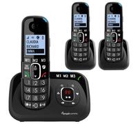 Amplicomms BigTel 1583 Cordless Big Button Phone for Elderly with Answer Machine and 2 Additional Handsets - Loud Phones for Hard of Hearing - Hearing Aid Compatible