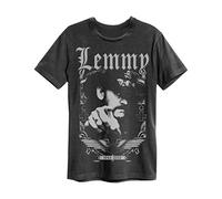 Amplified 1945 Lemmy Crew Neck T-Shirt Vintage Screenprint Loose Fit Charcoal L