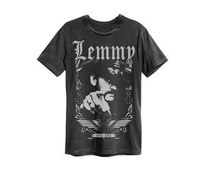 Amplified 1945 Lemmy Crew Neck T-Shirt Vintage Screenprint Loose Fit Charcoal L