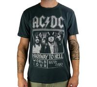 Amplified ACDC Highway to Hell Poster Unisex T-Shirt Charcoal (X-Large)