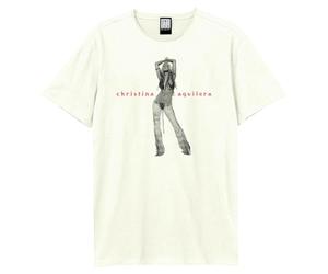 Amplified Christina Aguilera Photo Graphic T-Shirt Crew Neck Vintage White M