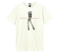Amplified Christina Aguilera Stripped T-Shirt (M) Vintage White