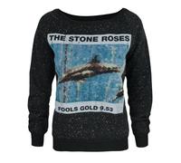 Amplified Clothing Black Distressed Stone Roses Print Sweatshirt Womens