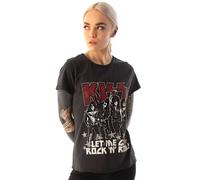 Amplified Clothing Grey Kiss Short Sleeved T-Shirt Womens