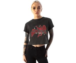 Amplified Clothing Grey Led Zeppelin Cropped Short Sleeved T-Shirt Womens