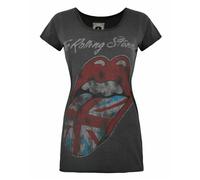 Amplified Clothing Grey Rolling Stones Uk Logo Short Sleeved T-Shirt Womens