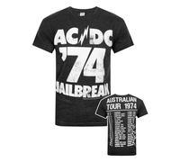 Amplified Clothing Mens Black Ac/Dc Jailbreak 74 Short Sleeved T-Shirt - Small
