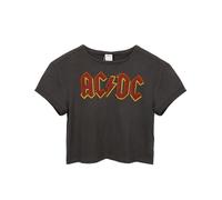 Amplified Clothing Womens Grey Ac/Dc Cropped Short Sleeved T-Shirt - X-Large