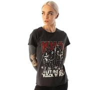 Amplified Clothing Womens Grey Kiss Short Sleeved T-Shirt - Medium