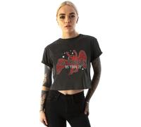 Amplified Clothing Womens Grey Led Zeppelin Cropped Short Sleeved T-Shirt - Small