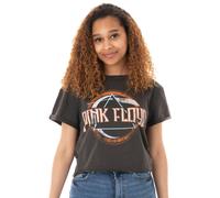Vanilla Underground Amplified Clothing Womens Grey Pink Floyd Cropped Short Sleeved T-Shirt (Large)