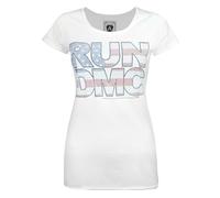 Amplified Clothing Womens White Run Dmc Diamante Logo Short Sleeved T-Shirt - Medium