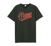 Amplified David Bowie Neon Sign T-Shirt Crew Neck Short Sleeve Charcoal L