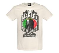 Amplified Fight for Your Rights Bob Marley Crew Neck T-Shirt Vintage White XL