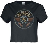 Amplified Foo Fighters Charcoal Crop Top Crew Neck Short Sleeve Cotton L