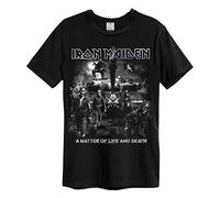 Amplified Men's Iron Maiden Trooper Crew Tee T-Shirt, Matter Of Life Or Death Grey Black, S