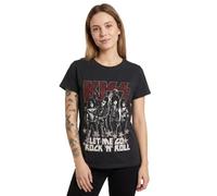 Amplified Kiss Let Me Go Rock 'N' Roll Diamante Women's Charcoal T-Shirt