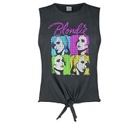 Amplified Ladies Blondie Neon Text Crew Neck Charcoal M Sleeveless T-Shirt