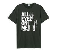 Amplified Men's All Eyes On Me Tupac Shakur T-Shirt in Charcoal | Size: Medium Amplified Charcoal M