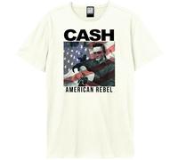 Amplified Men's American Rebel Johnny Cash T-Shirt in White | Size: Small Amplified White S