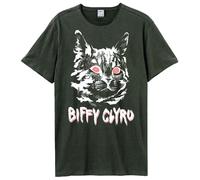 Amplified Men's Black Cat Biffy Clyro T-Shirt in Charcoal | Size: XL Amplified Charcoal XL