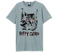 Amplified Men's Black Cat Biffy Clyro T-Shirt in Pale Blue | Size: XS Amplified Pale Blue XS
