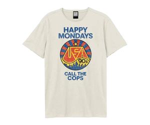 Amplified Men's Call The Cops Happy Mondays T-Shirt in Ecru | Size: Medium Amplified Ecru M