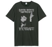 Amplified Men's Heroes 1978 David Bowie T-Shirt in Charcoal | Size: Large Amplified Charcoal L