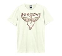 Amplified Men's Hold On Bon Jovi T-Shirt in White | Size: Large Amplified White L