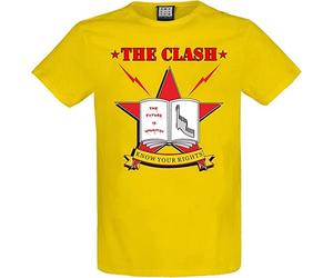 Amplified Mens Know Your Rights The Clash T-Shirt XXL Yellow Raven/Black