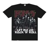 Amplified Mens Let Me Go Rock N Roll Kiss Diamante T-Shirt NS5837