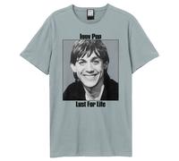 Amplified Men's Lust For Life Iggy Pop T-Shirt in Pale Blue | Size: Medium Amplified Pale Blue M