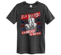 Amplified Men's Sex Pistols -Anarchy Regular Fit Crew Neck Short Sleeve T - Shirt, Grey (Charcoal Cc), (Manufacturer Size:XXL)