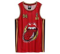 Amplified Mens Voodoo Lounge The Rolling Stones Basketball Jersey (XL) (Red)